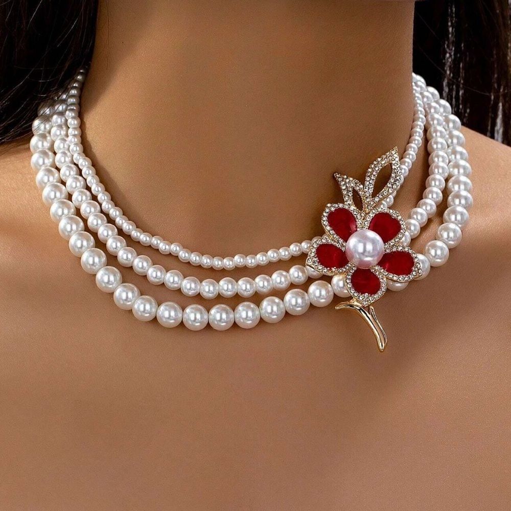 Flower statement necklace Q282